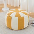 Louis Donné Unstuffed Moroccan Pouf Cover, Waterproof Tech Fabric Storage Ottoman, Round Footstool & Bean Bag Chair, Multi-Function Folding Foot Rest for Patio, Living Room & Bedroom (Yellow & White)
