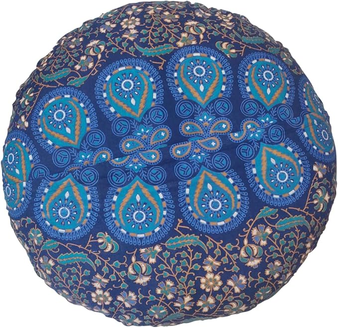ICC Large Hippie Elephant Mandala Floor Pillow Cover - Cushion Cover - Pouf Cover Round Bohemian Yoga Decor Floor Cushion Case- 32" (Green Peacock)