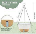 ZMTECH 3 Pack 12 Inch Hanging Planters for Indoor Plants, Large White Self Watering Hanging Planter with Visible Water Level Window & Heavy Duty Chain, Flower Pots for Outdoor Patio