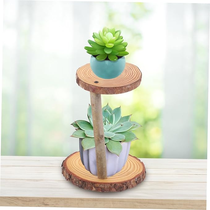 Boho Decor Plant Pot Holder Solid Wood Flower Stand Balcony Display Rack Decorative Cake Shelf