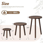 Uneedem Plant Stand Indoor - 3-Pack Taller Single Wood Plant Stand for 6-12 Inch Pots, Mid-Century Modern Plants Stool for Large Plants, Small Round Wooden Planter Table for Living Room, Balcony