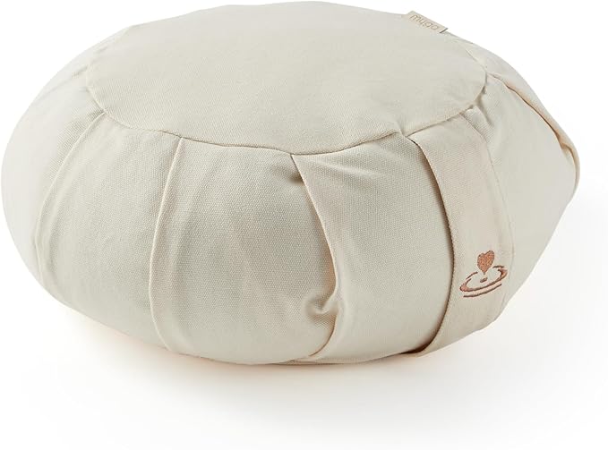 Myga Zafu Yoga Meditation Cushion with Washable Cover - Floor Cushion Pillow with Natural Buckwheat Filling - Soft Round Cotton Design for Meditating or Pranayama Exercises