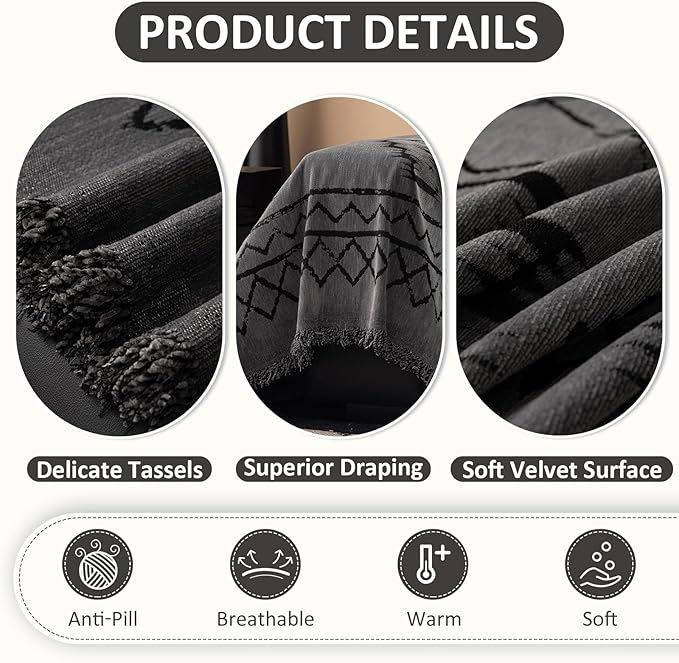 VClife Bohemian Couch Cover for Sofa Pet Washable Sofa Cover Non Slip Extra Large Couch Covers for 3-4 Cushion Couch Sofa, Boho Style Dark Gray Tribal Pattern Sofa Slipcover 71"X150"