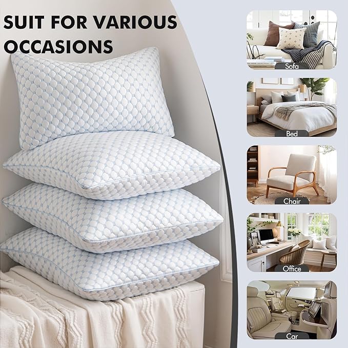 MIULEE 20x20 Pillow Inserts, Memory Foam Cooling Set of 2 Decorative Throw Pillows,Adjustable Premium Stuffer for Sofa Couch Bed and Living Room