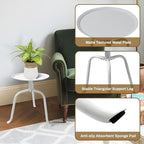 Plant Stand Indoor Outdoor, 11'' Round Black Mid Century Single Plant Table, 3-Leg Small Metal Plant Holders Flower Pot Stand, Modern Round Small Side End Table with Raised Design (White)