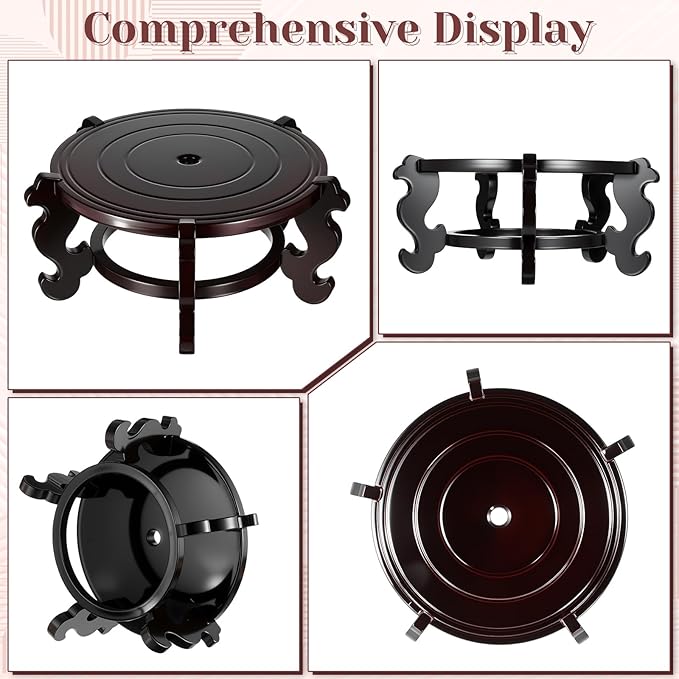 10 Inch Wooden Plant Stand Indoor Chinese Fishbowl Planter Display Stand Wooden Planter Stands Asian Vase Pot Stands for Indoor Vase Flower Pot Fishbowl Oriental Style (10 Inch)