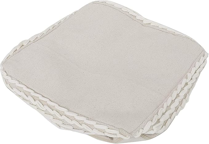 REDEARTH · UNSTUFFED Pouf Ottoman Cover Boho Textured Storage Cube Poof, Farmhouse Accent Pouffe Footrest for Living Room, Bedroom, Nursery, kidsroom, Nook; 100% Cotton (18x18x18; Natural)
