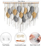 KHOYIME Large Macrame Wall Hanging Boho Woven Tapestry, Chic Modern Home Decor Bohemian Farmhouse Handmade Leaf Feather Wall Art Decorations for Living Room Bedroom Nursery Dorm Backdrop 39"W X 29.5"L