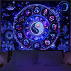 Lahasbja Blacklight Constellation Tapestry UV Reactive Sun and Moon Tapestries Spiritual Zodiac Astrology Wall Tapestries Galaxy Wall Decor Mystic Yin Yang Wall Hanging for Bedroom