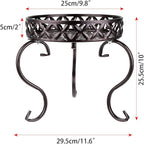 OwnMy Metal Round Plant Stand Indoor Outdoor Flower Pot Holder, Heavy Duty Iron Plant Stand Display Potted Rack for Home, Garden, Patio, Dark Brown