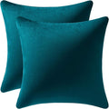 Euro Sham Covers 26x26 Teal: Pack of 2 Cozy Soft Velvet Square Modern Luxury Decorative Throw Pillow Cases for Sofa Couch Living Room Bed Home Decor