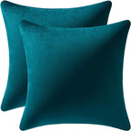 Throw Pillow Covers 20x20 Teal: Pack of 2 Cozy Soft Velvet Square Modern Luxury Decorative Throw Pillow Cases for Sofa Couch Living Room Bed Home Decor