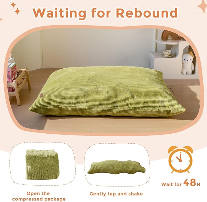 MAXYOYO 3 in 1 Kids Bean Bag Chair Bed, Convertible Chair Folds from Bean Bag to Lounger, Child Floor Sofa for Gaming, Reading, Floor Mattress with High-Density Foam Filling