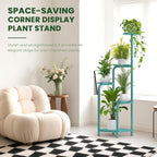 TOSKING 5 Tier Tall Plant Stand Indoor Outdoor,Anti-Tip Plant Stand indoor, Wide Base for Pots, Child and Pet Friendly,Heavy Duty Corner Shelf for Plants & Decor, Space Saving ,Tiered Metal Flower Pot Stand for Balcony, Garden, Living Room, Patio (Blue...