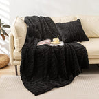 YUSOKI Twin XL Blanket Single Layer,Weight(3.1lb),370GMS-3D Stylish Design for Gift Home Decor (Black,65"x90")