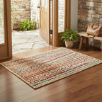 · REDEARTH · Jute Cotton Chindi Area Rug - 2'x3' Rectangular Rug, Handwoven, Non-Shedding, Soft & Durable – Multi Tones for Home Décor in Living Room, Dining Room, Bedroom
