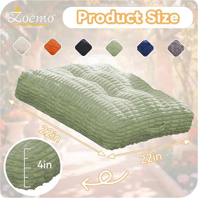 Floor Pillow Cushion for Adults, Meditation Cushion Pillow, Large Square Floor Sitting, for Tatami Living Room or Yoga, 22x22 Inch