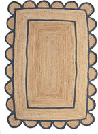 Scallop Pattern Jute Bohemian Area Rug (Green, 2'x3')