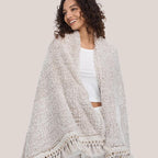 Ultra Soft Cozy Sherpa Throw Blanket, Light Weight Warm Decorative Throw Blanket with Tassel, 2 Tones Ombre Light Brown Pattern Reversible Boho Style Blanket for Sofa, Couch, Bedroom,Travel, 60”x80”