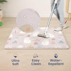 Baby Play Mat for Floor,1.3" Thick Cushioned Playpen Mat 50"x50",Extra Soft Elasti-Foam,Water Repellent Coral Velvet,Non-Slip for Crawling&Tummy Time,Infant Toddler Kids Nursery Rug((Polar Bear)