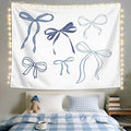 LIANGW Coquette Blue Bow Tapestry Wall Hanging, Coquette Preppy Room Decor, Girly Aesthetic Wall Blanket Decor for Girls Room College Dorm Apartment, 50x60 Inch