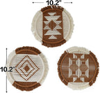 Flber Macrame Wall Hanging Boho Decor Set of 3 – Handmade Round Geometric Woven Cotton Rope Art for Living Room, Bedroom, Entryway or Bohemian Wall Display