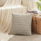 Fancy Homi 4 Packs Taupe Decorative Throw Pillow Covers 26x26 Inch for Living Room Couch Bed, Rustic Modern Farmhouse Boho Home Decor, Soft Plush Corduroy Cute Square Accent Cushion Case 60x60 cm