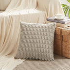 Fancy Homi 4 Packs Neutral Small Decorative Throw Pillow Covers 12x12 Inch for Living Room Couch Bed Sofa, Rustic Farmhouse Boho Home Decor, Soft Plush Striped Corduroy Square Cushion Case 30x30 cm