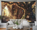 EMMTEEY Library Bookshelf Extra Large Wall Tapestry 92.5X70.9 Inch - Large Tree Wall Decoration Medieval Dark Academia Backdrop for Study Room Office