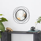Wall Mirror Mounted Black Small Round Decorative Mirrors, Circle Metal Art Mirror Home for Bathroom Vanity, Living Room or Bedroom 12” x 12”