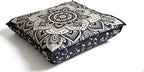 24" Black Gold Flower Mandala Barmeri Large Floor Pillow Cover Cushion Meditation Seating Ottoman Throw Cover Hippie Decorative Zipped Bohemian Pouf Ottoman Pom Pom Cases 24 " square