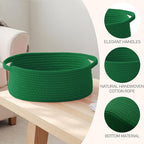 Woven Basket,Small Rope Storage Bin with Handles & Ribbon Bag, Organizer for Shelves Closets,Gift Basket Empty for Birthday,Books,Dog Toys, Green/3 Pack