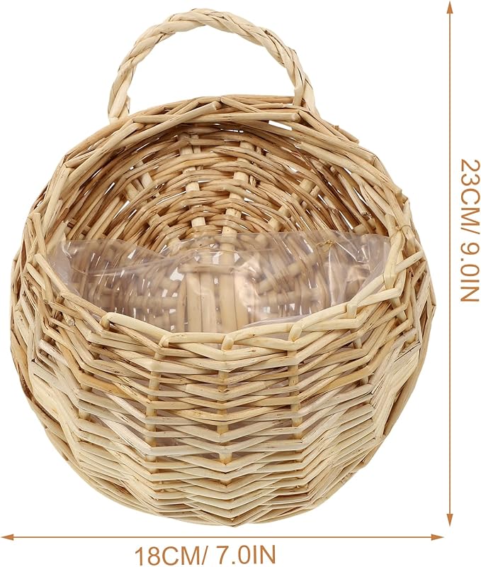 2Pcs Woven Hanging Basket Decorative Wall Hanging Flower Baskets Handwoven Plant Holder with Handle for Home and Garden Plant Display and Storage Stylish Plant Baskets