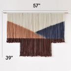 Jakalin Macrame Wall Hanging Geometric Boho Tapestry Dip Dyed With Modern Shapes, 57" W x 39" L Macrame Wall Art for Living Room or Bedroom Decor