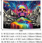 Lahasbja Blacklight Skull Tapestry UV Reactive Galaxy Mountain Planet Tapestries Magic Neon River Wall Hanging Aesthetic Skeleton Wall Decor Forest Trees Landscape Backdrop for Living Room
