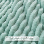 NEWCOSPLAY Super Soft Queen Blanket New Sage Green Premium Silky Flannel Fleece 3D Ribbed Jacquard Lightweight Bed Blanket All Season Use (New Sage Green Ribbed, Queen(90"x90"))