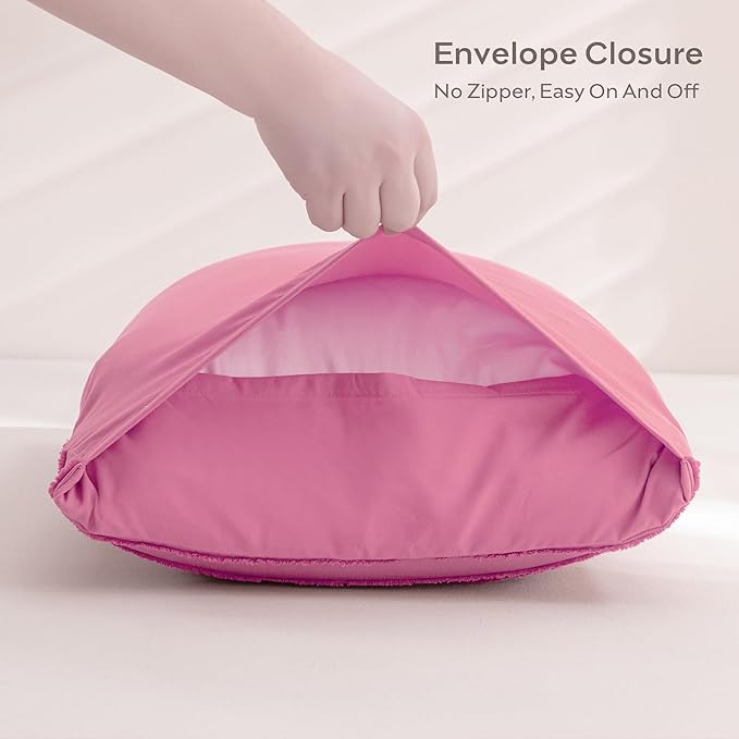 JELLYMONI Pillowcases Standard Size Bright Pink 2 Pack Boho Striped Bed Pillow Covers 20x26in Polyester Envelope Pillow Shams Tufted Bohemian Textured (Pillows are not Included)