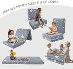 MeMoreCool Foldable Floor Mattress for Kids, Glow Star Trifold Mat, Kids Folding Mattress Portable Futon, 75x25 Inch Grey
