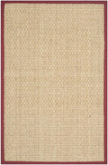 SAFAVIEH Area Rug 3x5 - Natural Fiber Collection - Natural & Red, Seagrass, Basketweave Pattern with Border (NF114D)