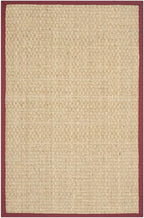 SAFAVIEH Area Rug 3x5 - Natural Fiber Collection - Natural & Red, Seagrass, Basketweave Pattern with Border (NF114D)