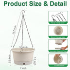 10 Inch Hanging Planters for Indoor Plants, 4 Pack Plastic Hanging Baskets with Removable Trays & 15.7" Chain, Outdoor Hanging Plant Pot for Home Garden Porch Balcony Patio Decor (Beige)