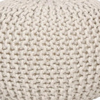 Decor Therapy Lola Round Knit Lurex Yarn and Cotton Pouf, Off-White 20x20x14