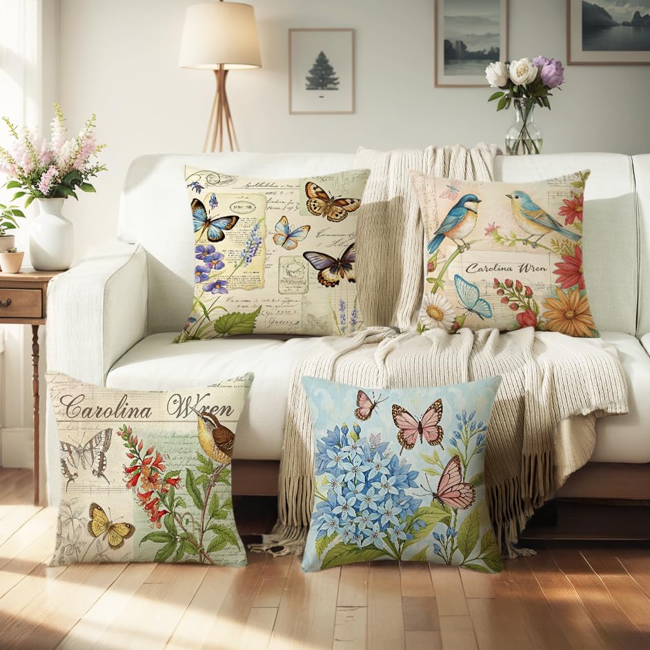 wyooxoo Spring Pillow Covers 16x16 Set of 4 Farmhouse Pillow Covers Outdoor Decorative Throw Cushion Case for Sofa Couch Living Room - color: Color G, size: 16" x 16" (Pack of 4)