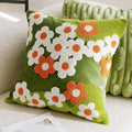 vctops Spring Floral Tufted Decorative Throw Pillow Covers Cute Flower Square Pillow Cases Soft Velvet Couch Cushion Cover for Chair Sofa Bedroom Living Room Home Decor (Green,18"x18")
