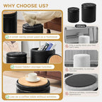 Round Ottoman with Storage Set of 2, 12.6" W x 14.17" H & 14.76" W x 17.32" H Faux Footstool Storage Ottomans for Bedroom, Living Room Padded Coffee Table Ottomen, Black