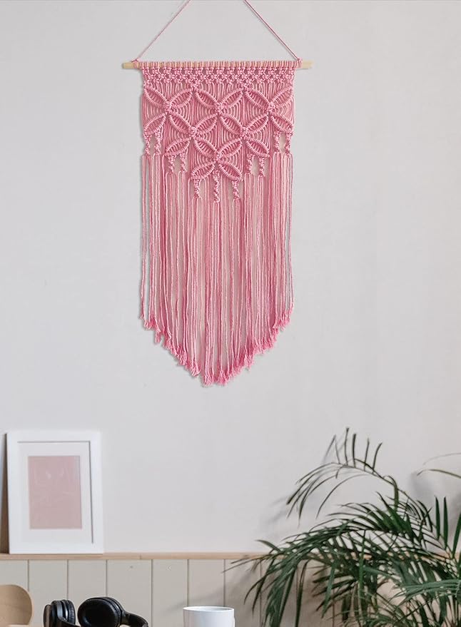 Handmade Cotton Home Decor Macrame Wall Hanging (Pink)