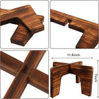 Plant Stand Indoor, Short Plants Holder for 5-15 Inch Pot, Brown Wooden Flower Pot Stand for Indoor Plants, Small Single Floor Plant Stand, Wood, 2 PCS