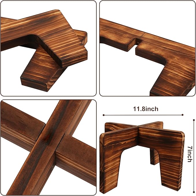 Plant Stand Indoor, Short Plants Holder for 5-15 Inch Pot, Brown Wooden Flower Pot Stand for Indoor Plants, Small Single Floor Plant Stand, Wood