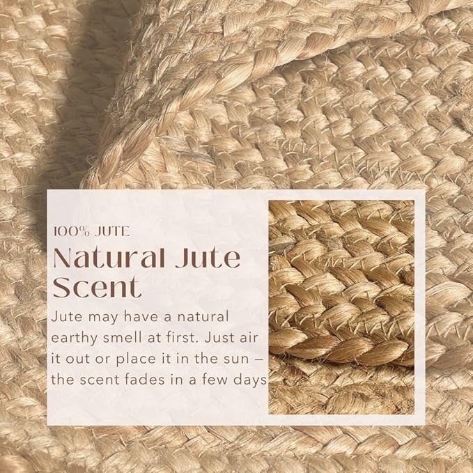 Chardin home Hand Woven Natural Jute Braided Rug – 2x5 Runner Oval| Rustic Boho Farmhouse Style | Solid Natural Fiber Rug for Hallway, Entryway, Kitchen, Bedroom, Dining Room, Study, Office
