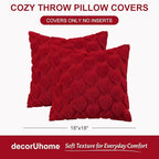 decorUhome Valentine’s Day Soft Plush Throw Pillow Covers 16x16 Inch Set of 2, Faux Fur Red Heart Decoration Neutral Square Pillow Covers for Couch Sofa Bed Cozy Farmhouse Holiday Decor